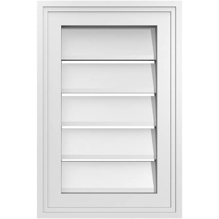 Ekena Millwork Vertical Surface Mount PVC Gable Vent: Functional, w/ 2"W x 1-1/2"P Brickmould Frame, 12"W x 18"H GVPVE12X1802SF